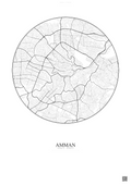 Affiche Amman – Poster carte de ville | Gravura – Fond clair