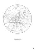Affiche Damascus – Poster carte de ville | Gravura – Fond clair