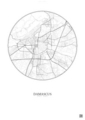 Affiche Damascus – Poster carte de ville | Gravura – Fond clair