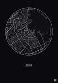 Affiche Doha – Poster carte de ville | Gravura – Fond foncé