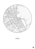 Affiche Doha – Poster carte de ville | Gravura – Fond clair