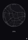 Affiche Doha – Poster carte de ville | Gravura – Fond foncé
