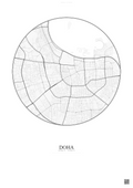 Affiche Doha – Poster carte de ville | Gravura – Fond clair