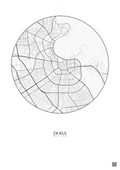 Affiche Doha – Poster carte de ville | Gravura – Fond clair