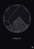 Affiche Kuwait City – Poster carte de ville | Gravura – Fond foncé