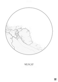 Affiche Muscat – Poster carte de ville | Gravura – Fond clair