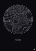 Affiche Ankara – Poster carte de ville | Gravura – Fond foncé