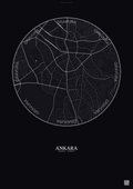 Affiche Ankara – Poster carte de ville | Gravura – Fond foncé