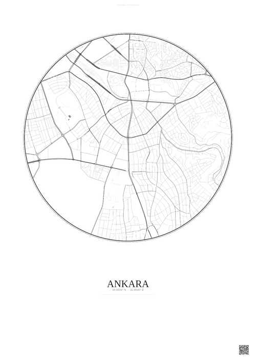 Affiche Ankara – Poster carte de ville | Gravura – Fond clair