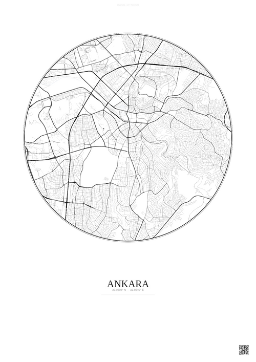 Affiche Ankara – Poster carte de ville | Gravura – Fond clair