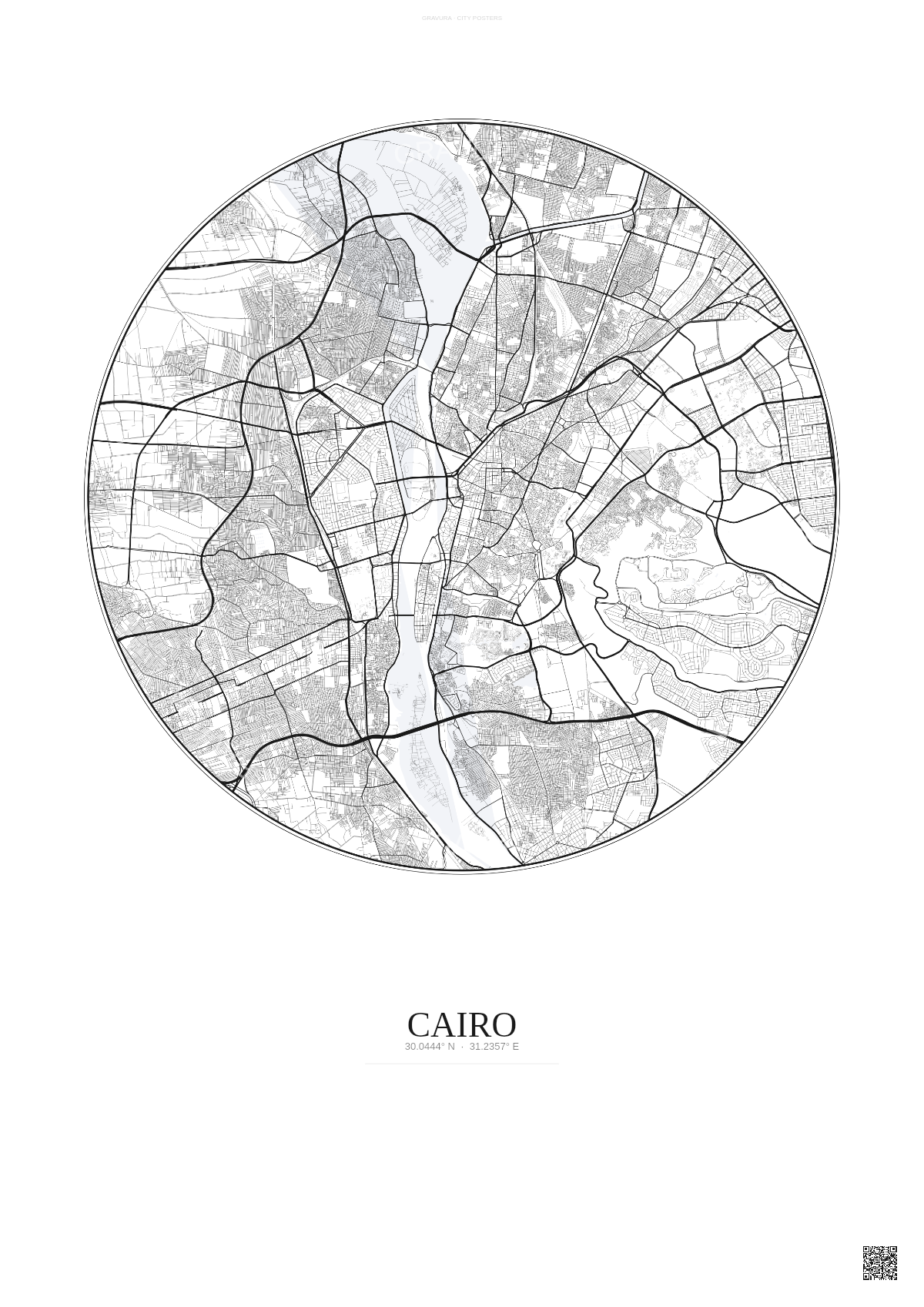 Affiche Cairo – Poster carte de ville | Gravura – Fond clair