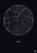 Affiche Cairo – Poster carte de ville | Gravura – Fond foncé