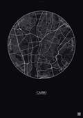 Affiche Cairo – Poster carte de ville | Gravura – Fond foncé