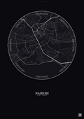 Affiche Nairobi – Poster carte de ville | Gravura – Fond foncé