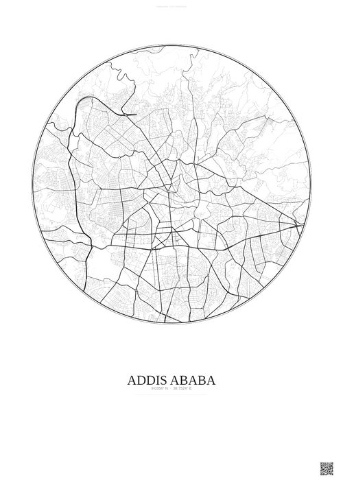 Affiche Addis Ababa – Poster carte de ville | Gravura – Fond clair