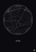 Affiche Accra – Poster carte de ville | Gravura – Fond foncé