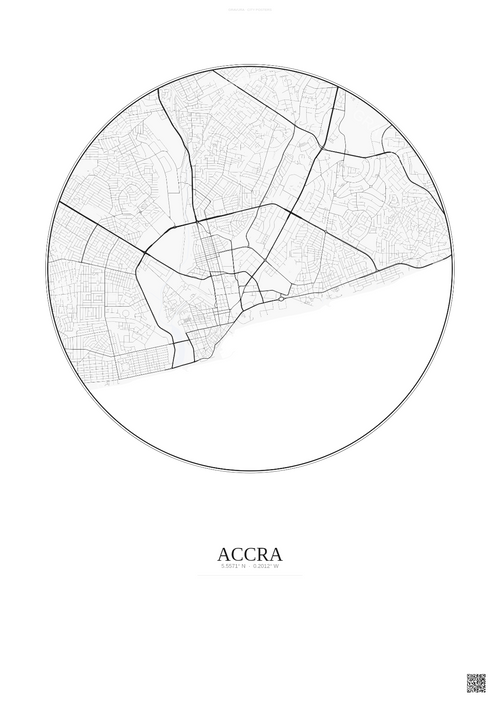 Affiche Accra – Poster carte de ville | Gravura – Fond clair