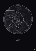 Affiche Abuja – Poster carte de ville | Gravura – Fond foncé