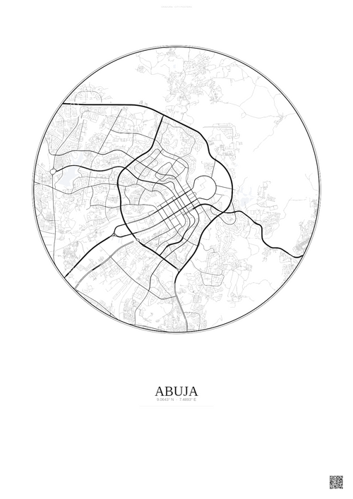 Affiche Abuja – Poster carte de ville | Gravura – Fond clair