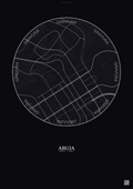 Affiche Abuja – Poster carte de ville | Gravura – Fond foncé
