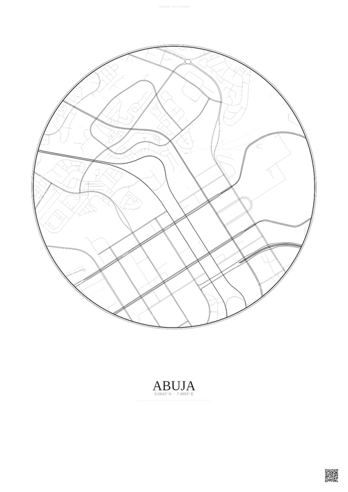 Affiche Abuja – Poster carte de ville | Gravura – Fond clair