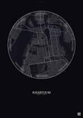 Affiche Khartoum – Poster carte de ville | Gravura – Fond foncé