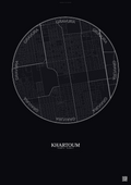 Affiche Khartoum – Poster carte de ville | Gravura – Fond foncé