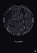 Affiche Khartoum – Poster carte de ville | Gravura – Fond foncé