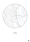 Affiche Tunis – Poster carte de ville | Gravura – Fond clair