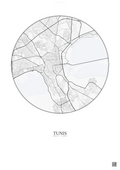 Affiche Tunis – Poster carte de ville | Gravura – Fond clair