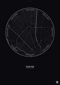 Affiche Dakar – Poster carte de ville | Gravura – Fond foncé