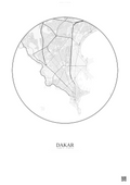 Affiche Dakar – Poster carte de ville | Gravura – Fond clair