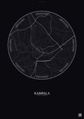 Affiche Kampala – Poster carte de ville | Gravura – Fond foncé