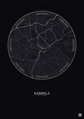 Affiche Kampala – Poster carte de ville | Gravura – Fond foncé