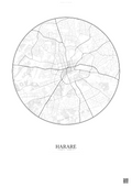 Affiche Harare – Poster carte de ville | Gravura – Fond clair