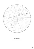 Affiche Harare – Poster carte de ville | Gravura – Fond clair