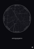 Affiche Antananarivo – Poster carte de ville | Gravura – Fond foncé