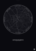 Affiche Antananarivo – Poster carte de ville | Gravura – Fond foncé