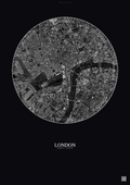 Affiche London – Poster vue satellite | Gravura – Fond foncé
