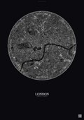 Affiche London – Poster vue satellite | Gravura – Fond foncé