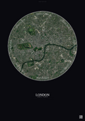 Affiche London – Poster vue satellite | Gravura – Fond foncé