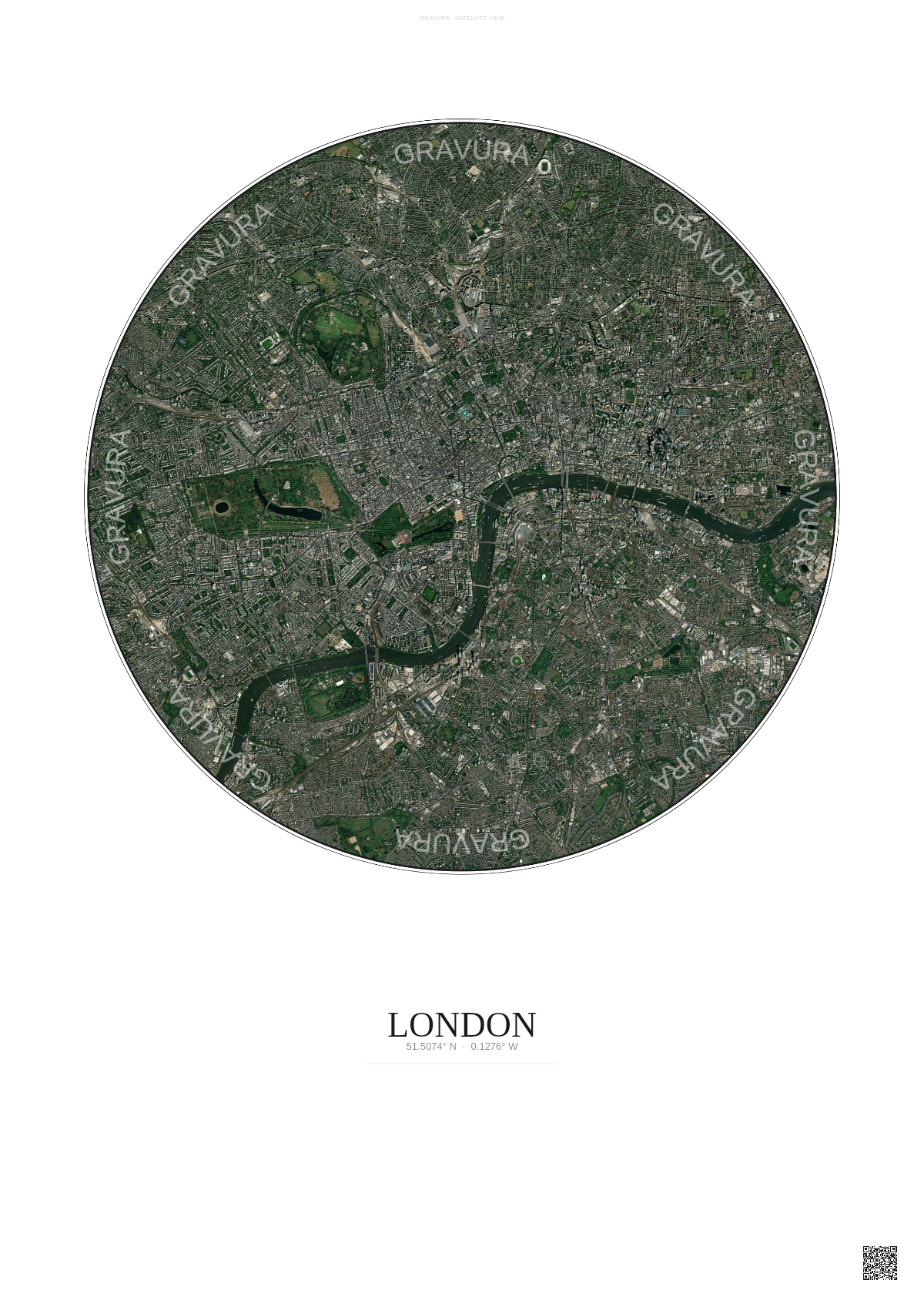 Affiche London – Poster vue satellite | Gravura – Fond clair