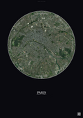 Affiche Paris – Poster vue satellite | Gravura – Fond foncé