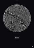 Affiche Paris – Poster vue satellite | Gravura – Fond foncé