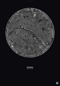 Affiche Paris – Poster vue satellite | Gravura – Fond foncé