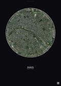 Affiche Paris – Poster vue satellite | Gravura – Fond foncé