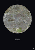 Affiche Berlin – Poster vue satellite | Gravura – Fond foncé