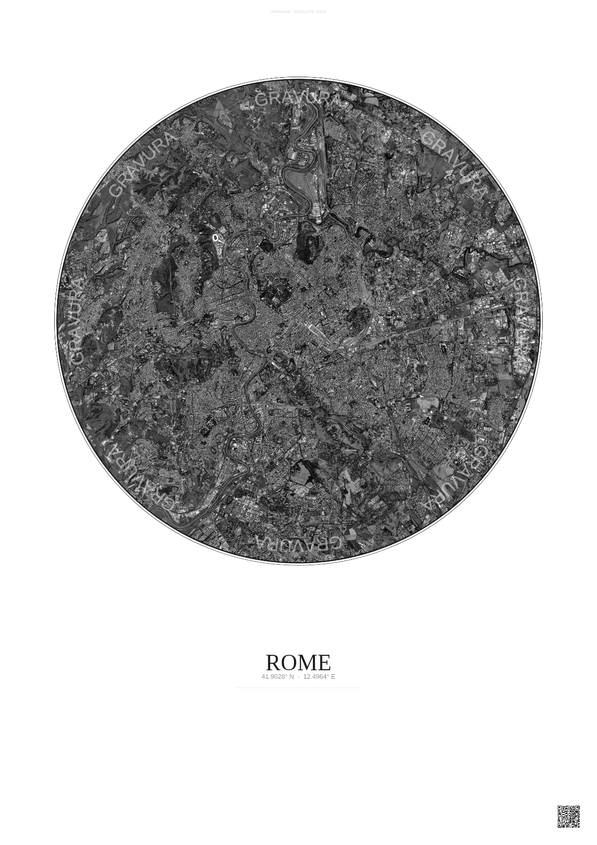 Affiche Rome – Poster vue satellite | Gravura – Fond clair