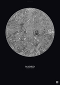 Affiche Madrid – Poster vue satellite | Gravura – Fond foncé
