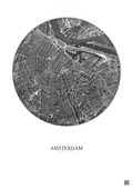 Affiche Amsterdam – Poster vue satellite | Gravura – Fond clair